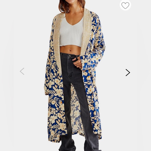 Free People Wild Nights Printed Longline Duster Coat NWT - Picture 1 of 8